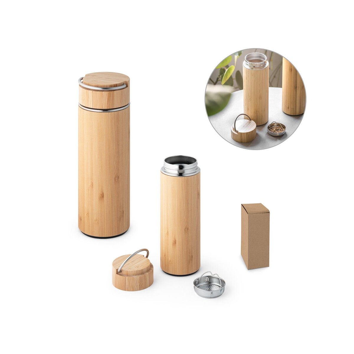 SOW. Termos z bambusa i stali nierdzewnej 440 ml 94239_set